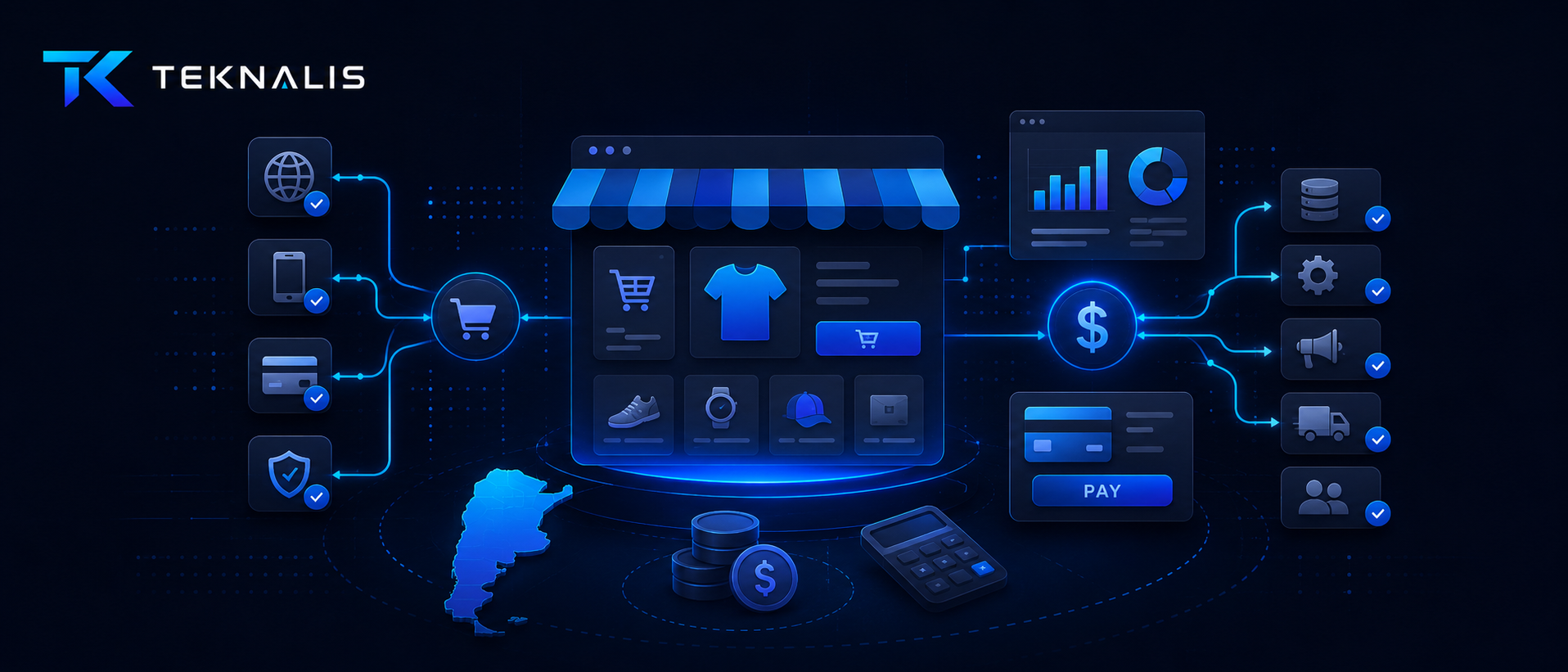 Tienda online con productos, pagos, costos, métricas y herramientas de gestión